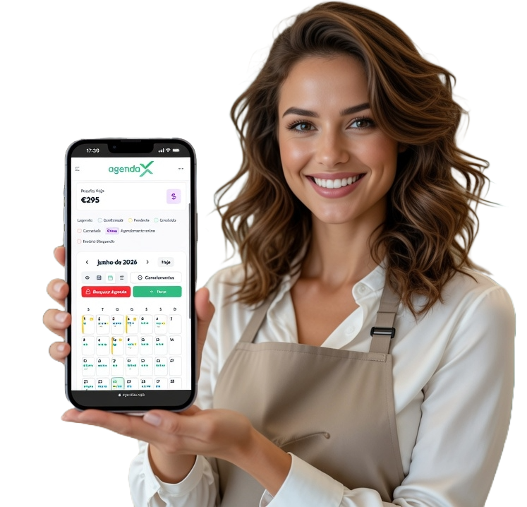 Profissional a usar a AgendaX no telemóvel